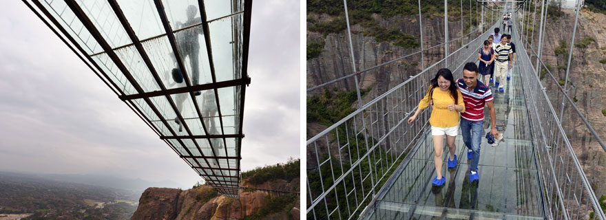 puente colgante aterrador de cristal en china